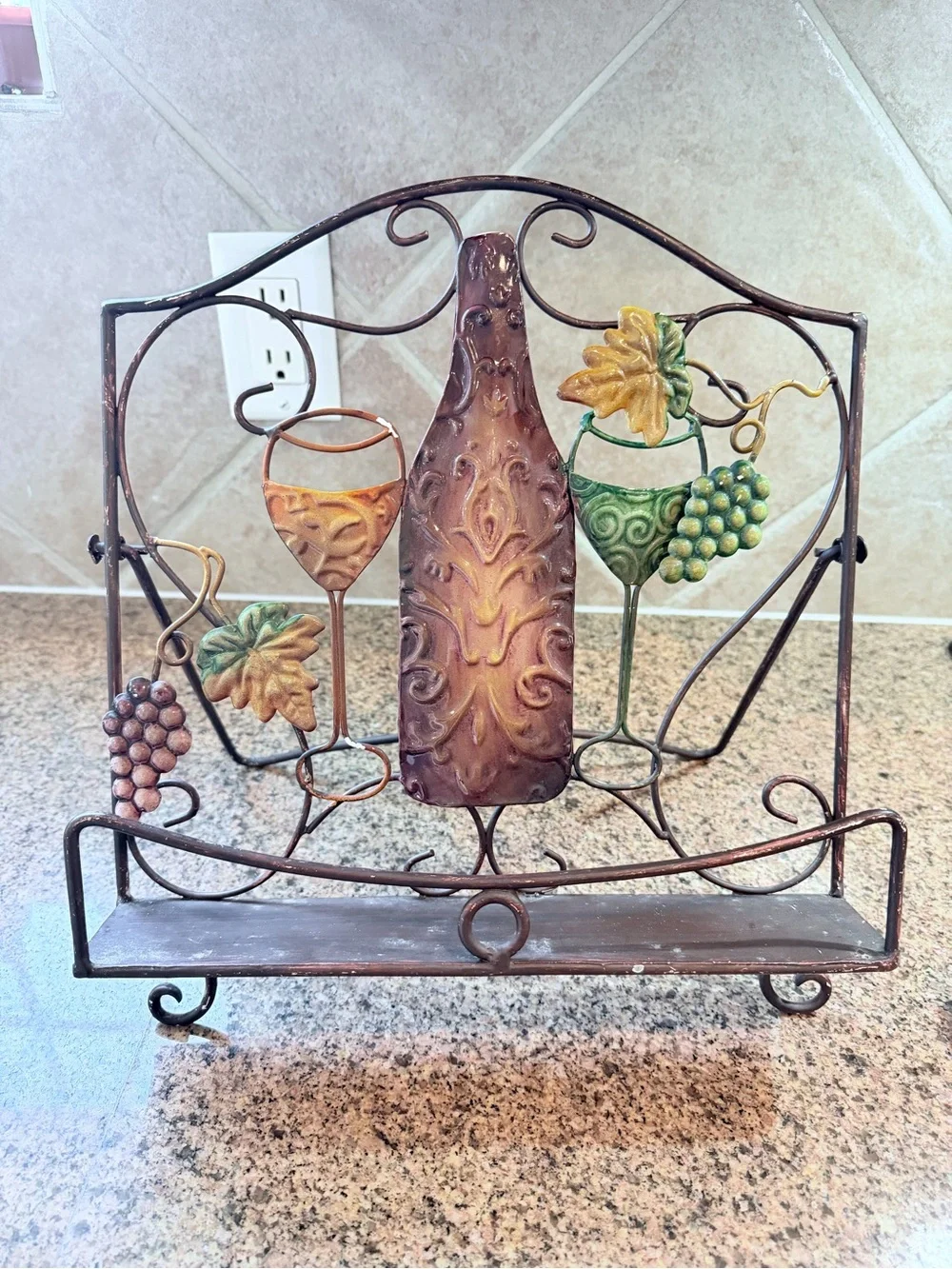 Gourmet Wine Lover’s Gift Set: Vintage Metal Cookbook Stand & NWT Cookbook